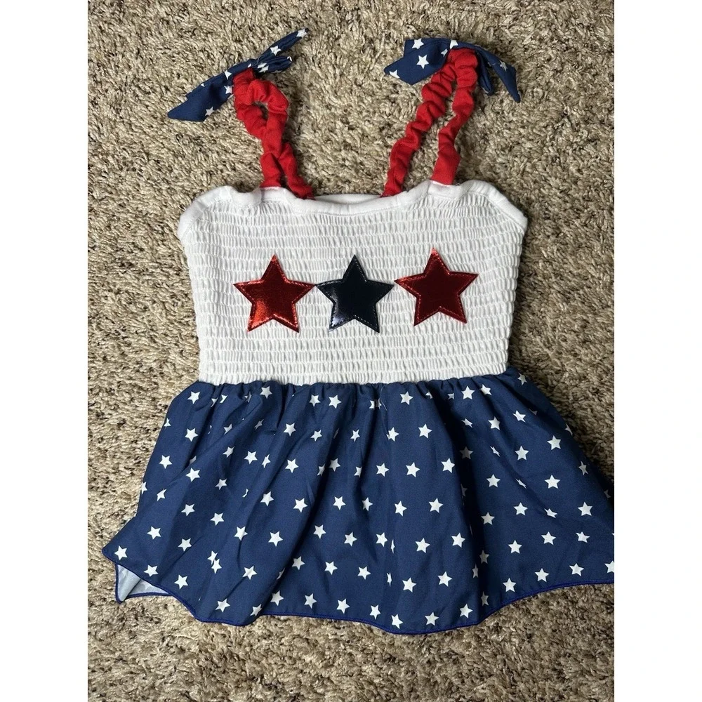 Patriotic Dog Dress - Small - Stars - Red White Blue - 4th‎ of July - Woof